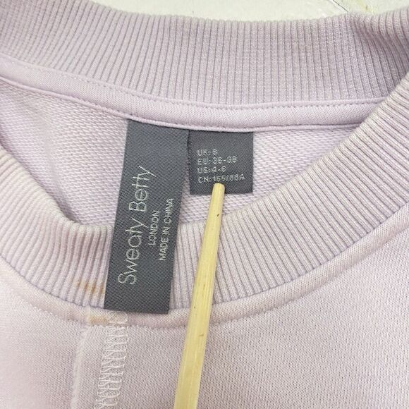 Sweaty Betty Women's Small Cotton Blend Lavender Revive Ruffle Hem Sweatshirt - Picture 4 of 10